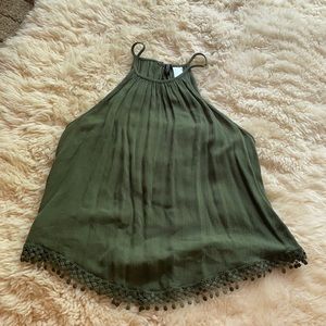 Olive halter tank top